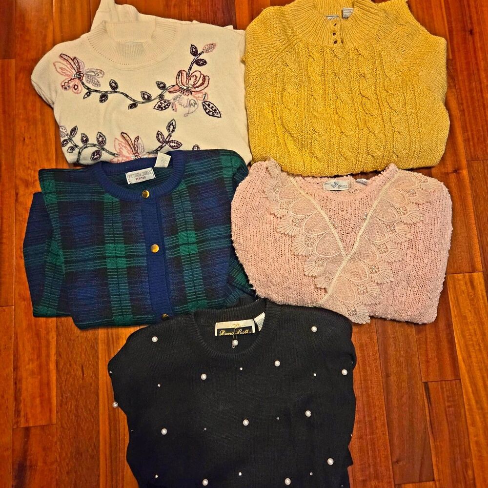 Vintage 90s Women's Sweater Lot Various Sizes Acrylic Wool Grannycore Cottage